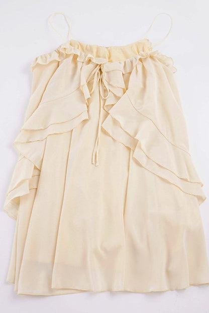 Chiffon Ruffle Irregular Slip Flowy Mini Dress