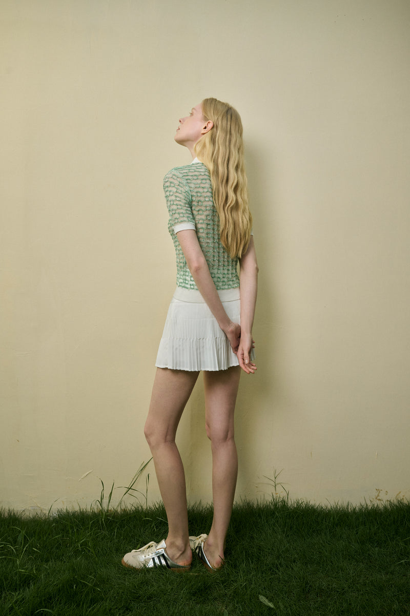 Collared semi-sheer top