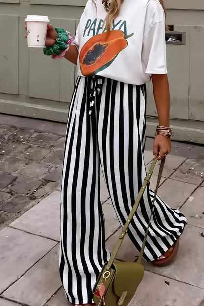Colorblock Striped Straight Leg Pants