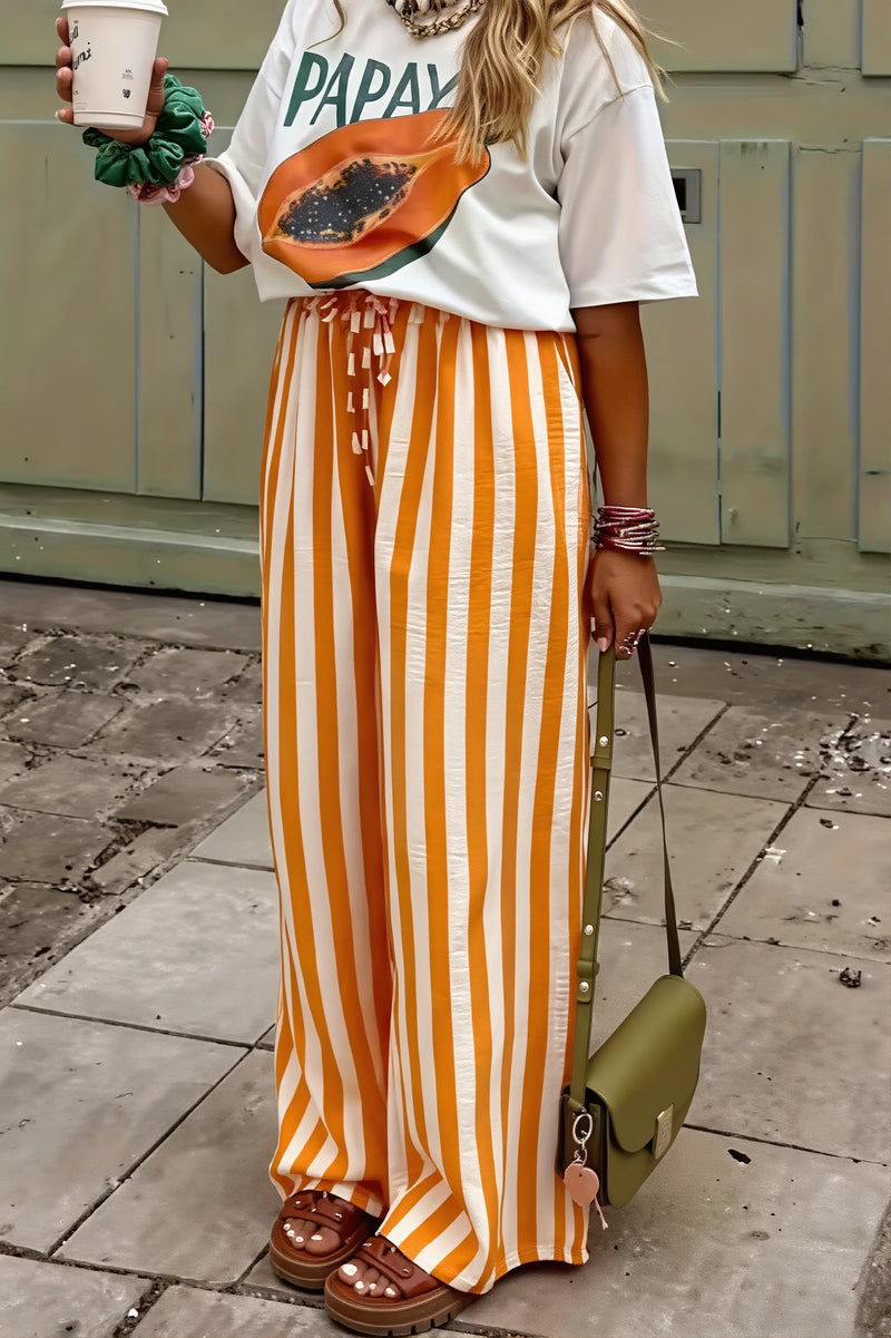 Colorblock Striped Straight Leg Pants