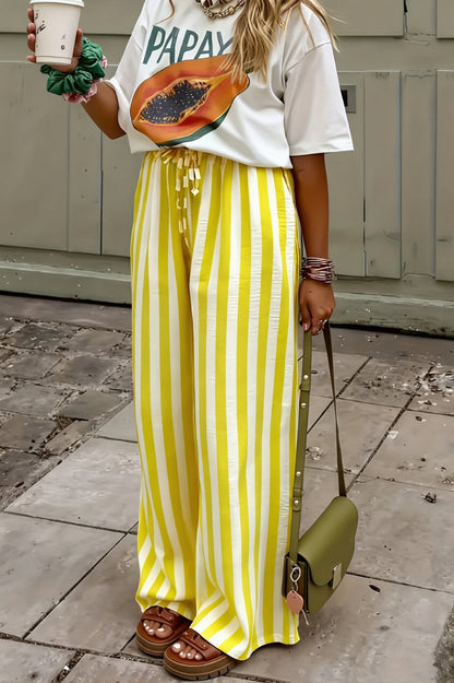Colorblock Striped Straight Leg Pants