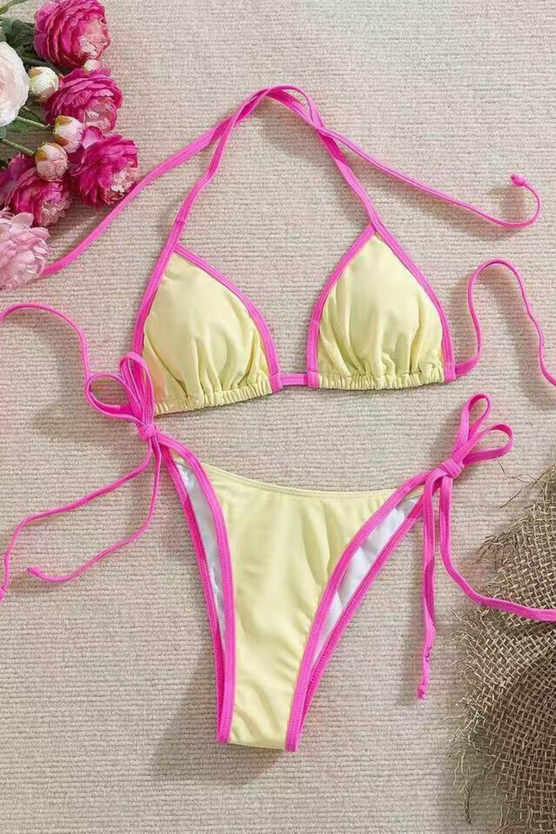 Colorblock Tie Triangle Bikini Set