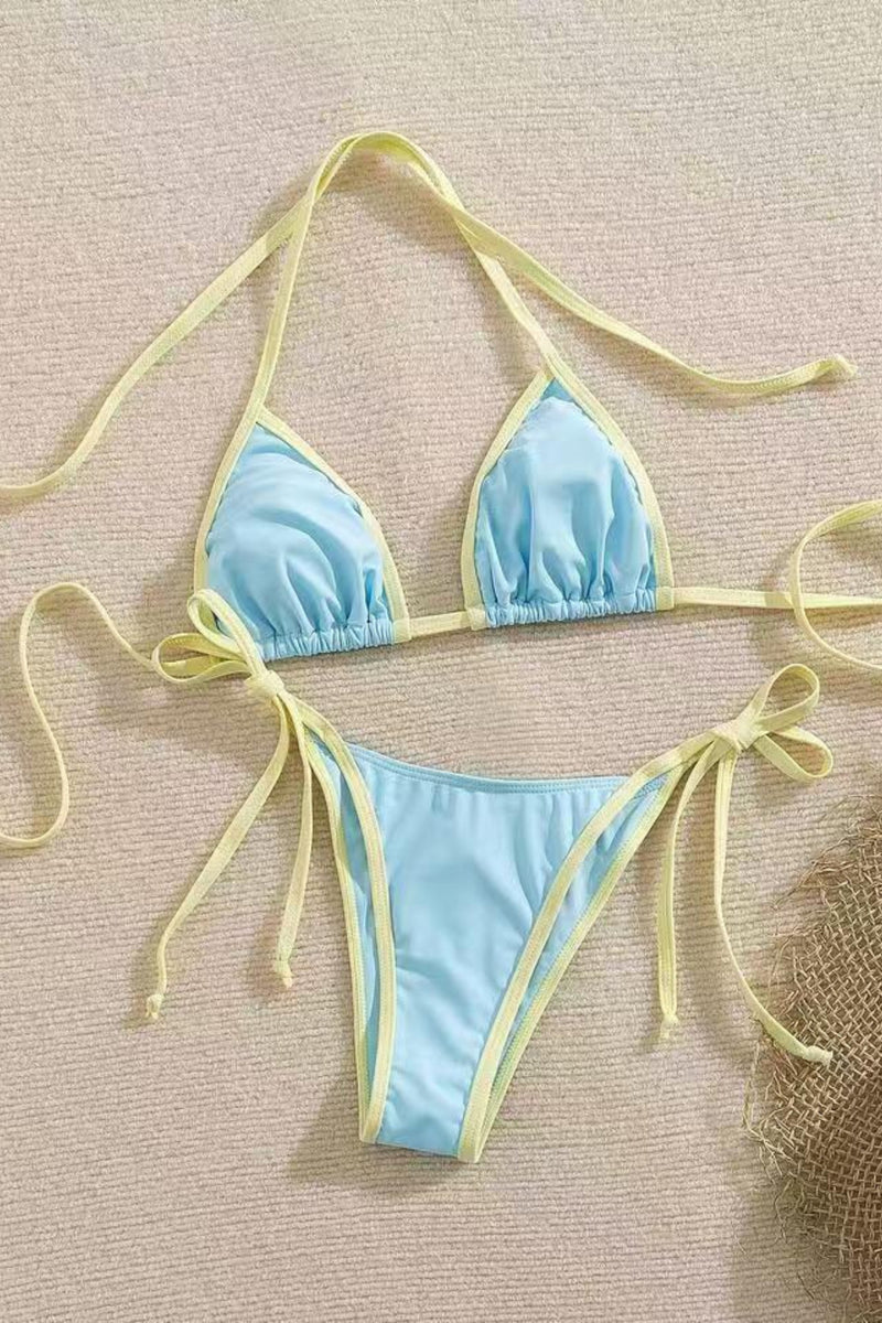 Colorblock Tie Triangle Bikini Set
