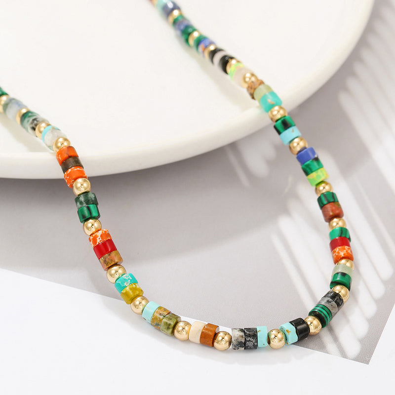 Colorful Natural Gem Beaded NeckLace
