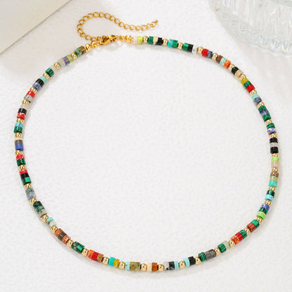 Colorful Natural Gem Beaded NeckLace