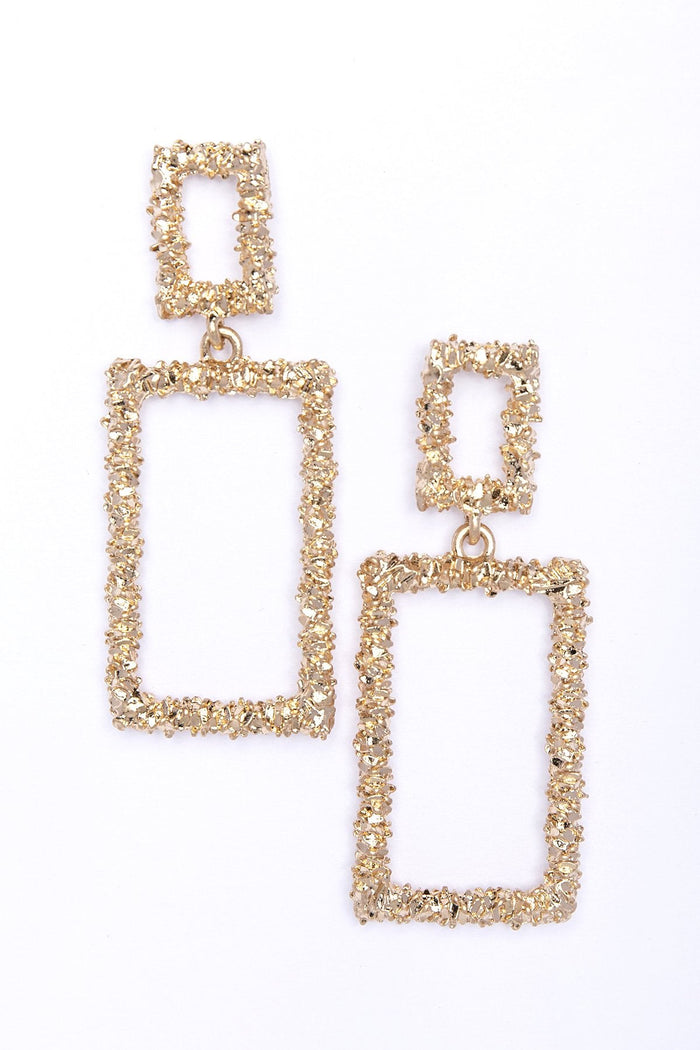 Complicated Love Rectangle Earrings Gold