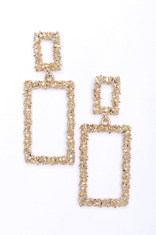 Complicated Love Rectangle Earrings Gold