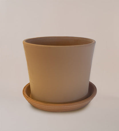 Contemporary Terracotta Pot with Saucer (30cm)