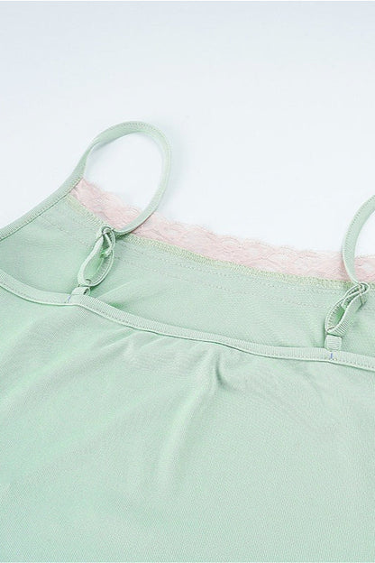 Contrast Lace Knit Slim Cami Top