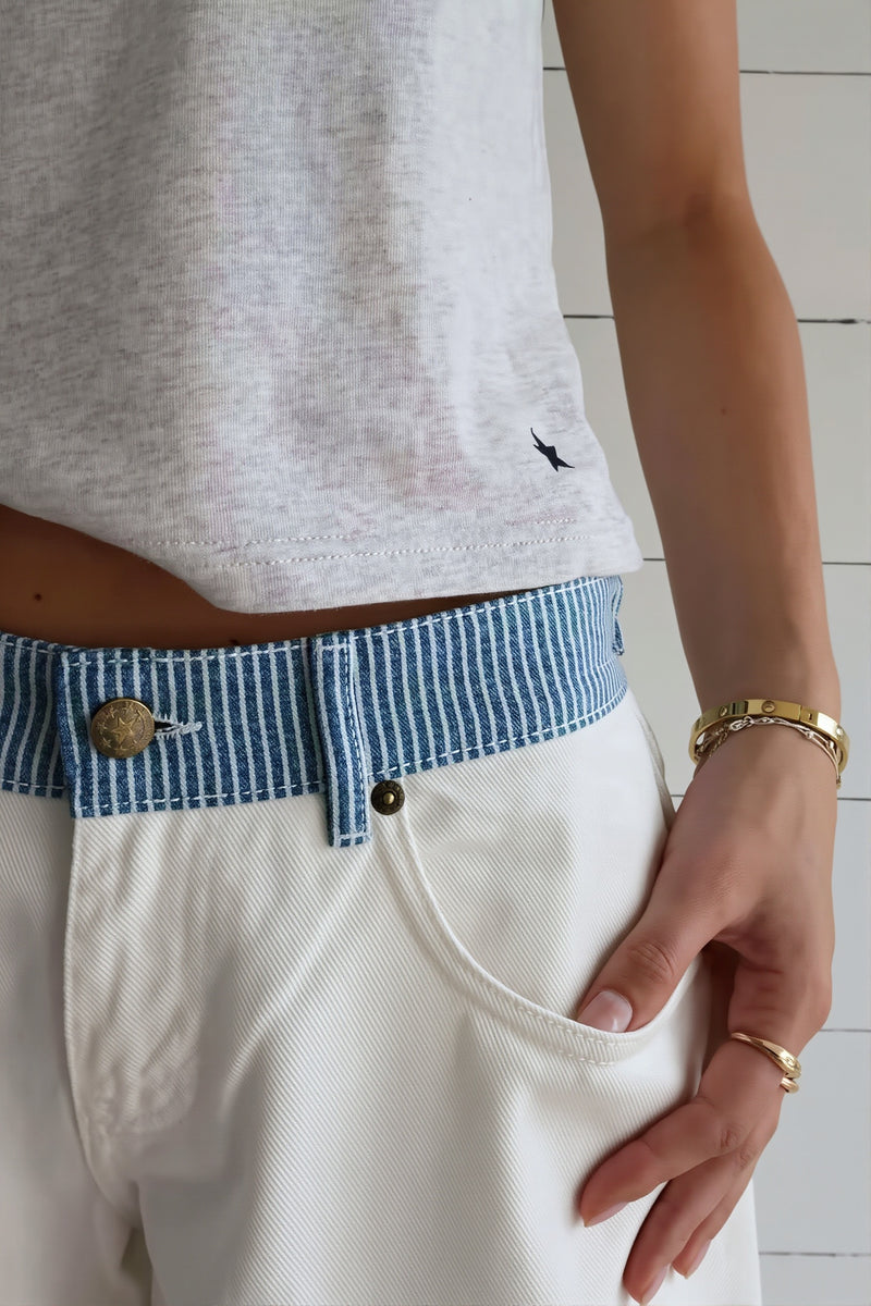 Contrast Tape Straight Leg Pants