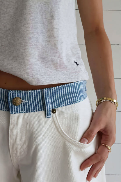 Contrast Tape Straight Leg Pants