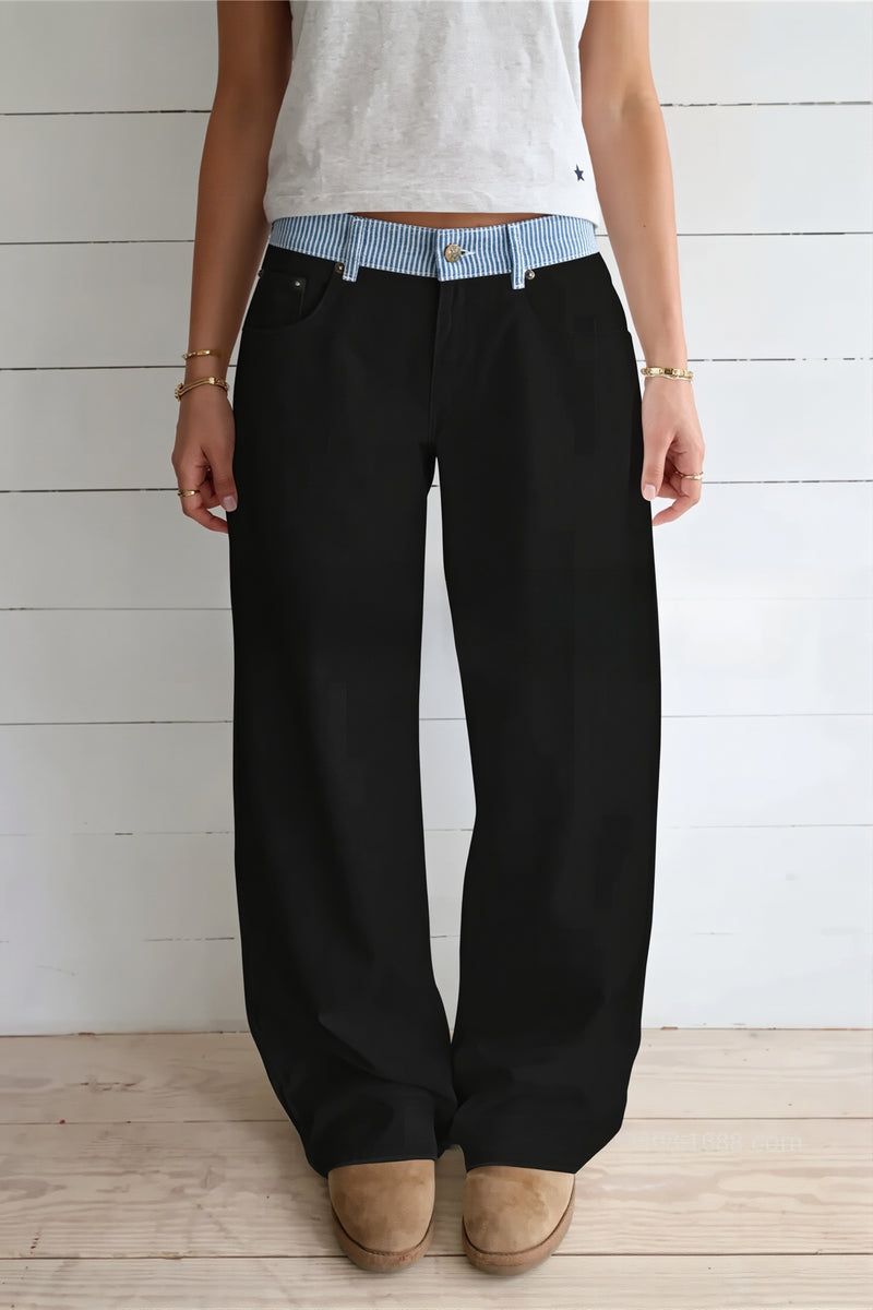 Contrast Tape Straight Leg Pants