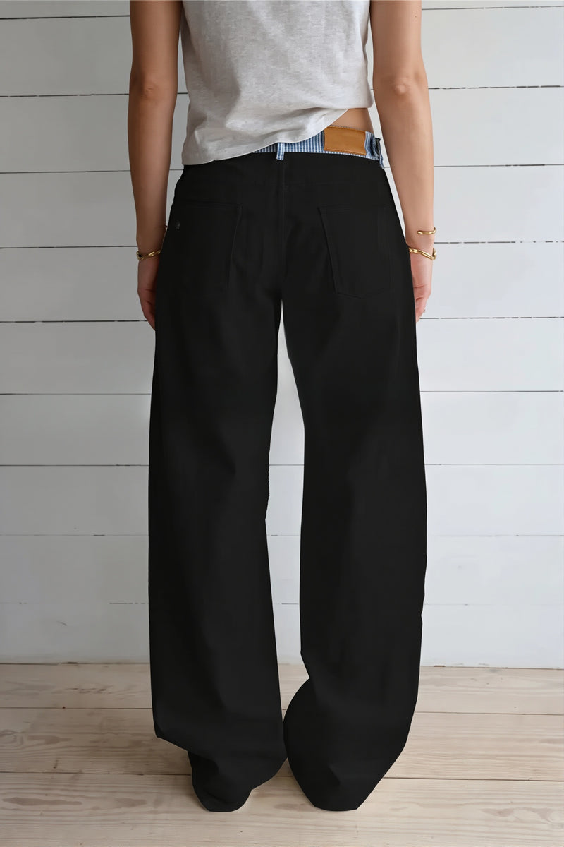 Contrast Tape Straight Leg Pants
