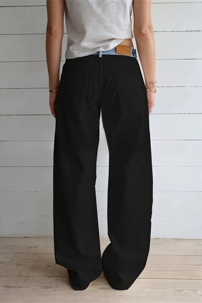 Contrast Tape Straight Leg Pants