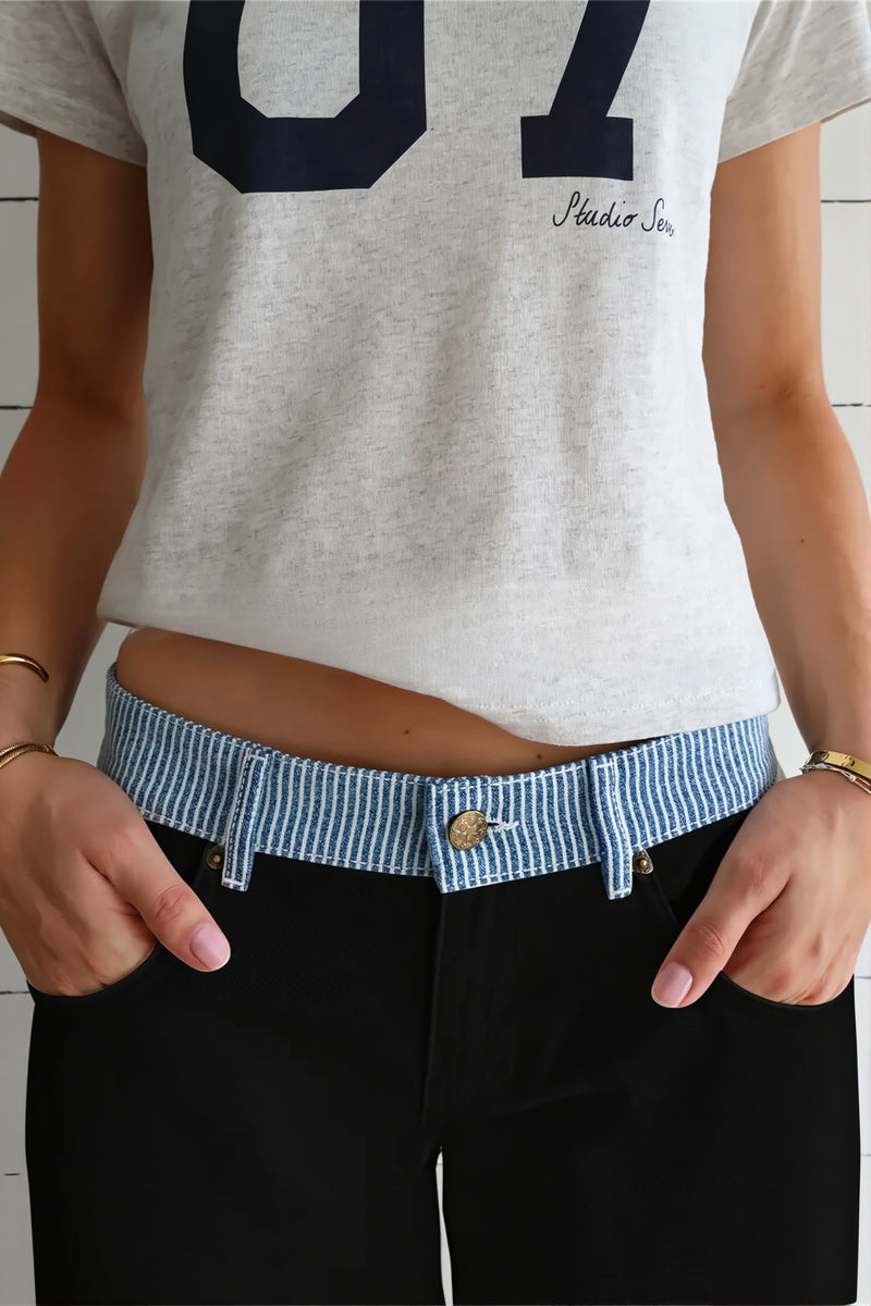 Contrast Tape Straight Leg Pants