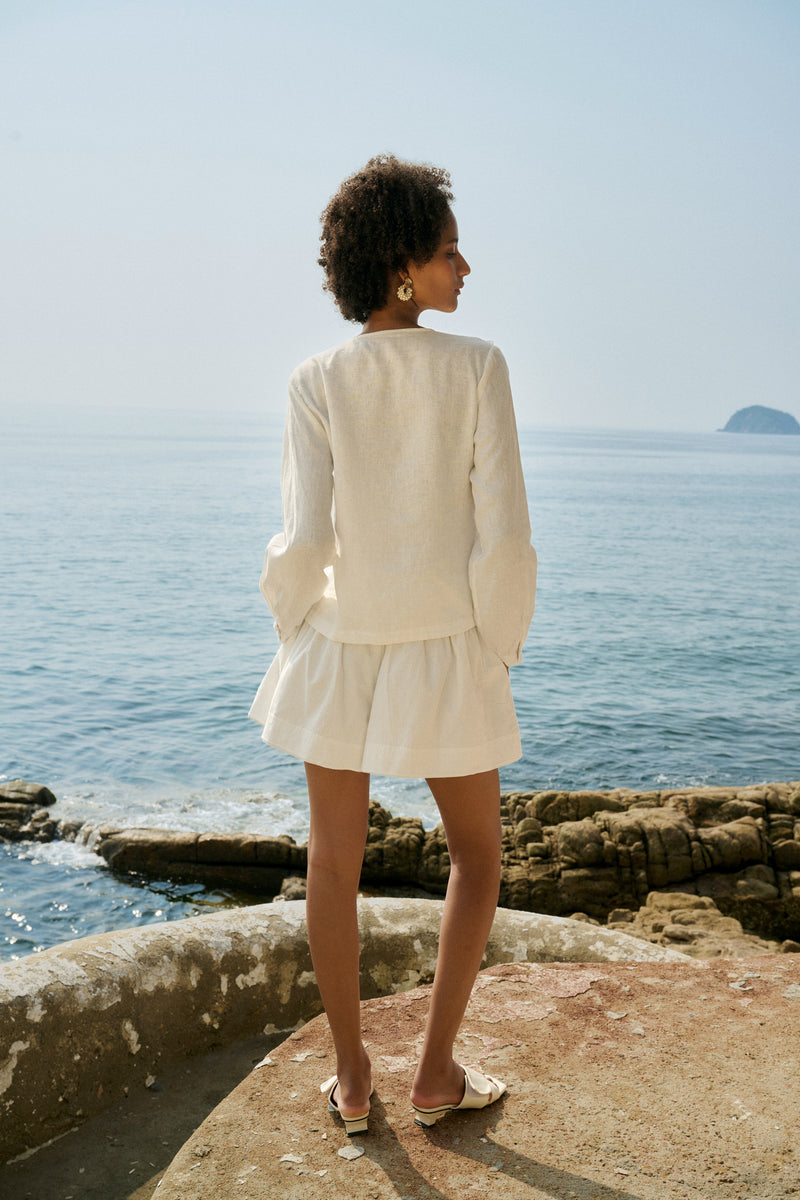 Cotton-linen long sleeve set