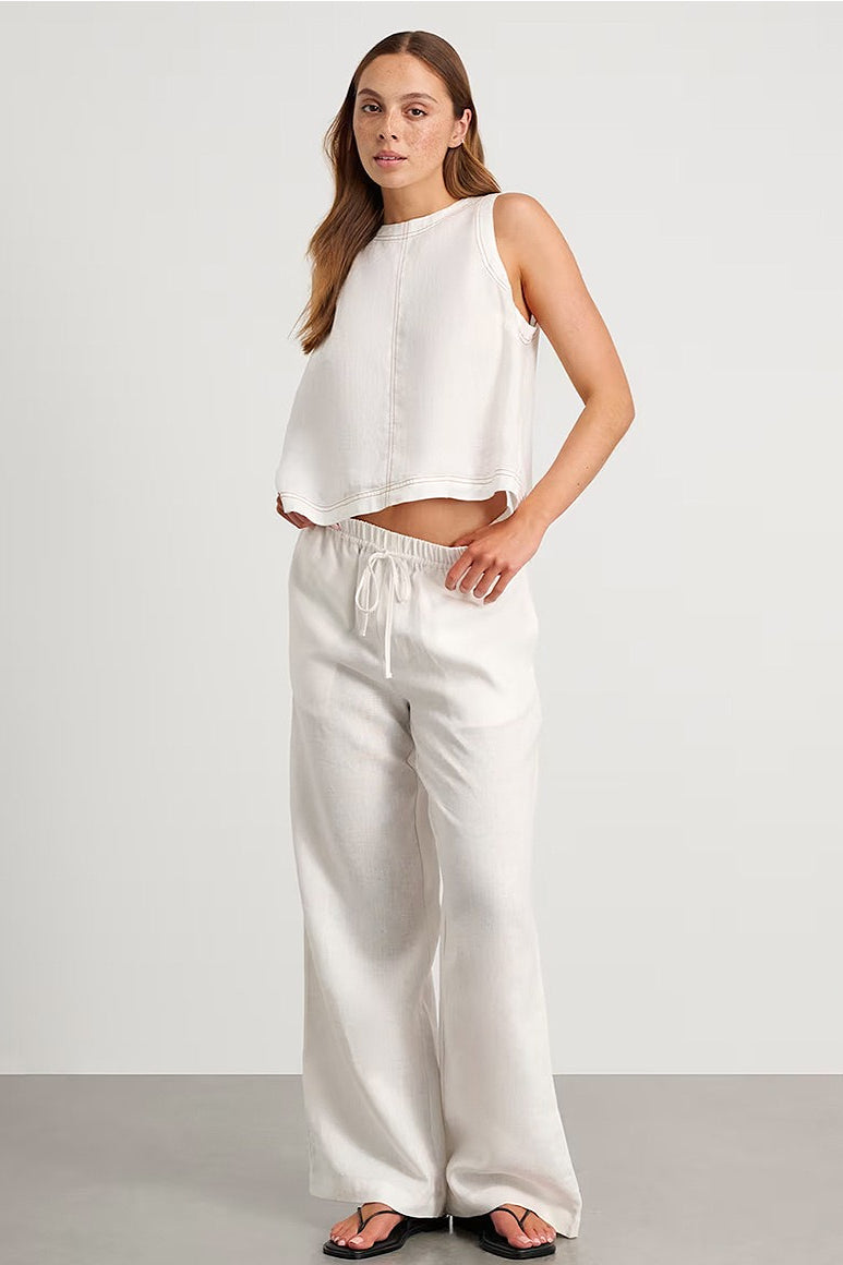 Cotton Linen Vest Two Piece Set