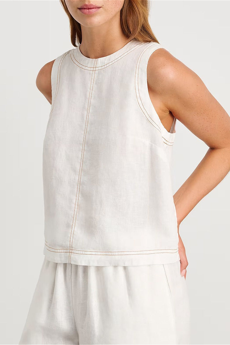 Cotton Linen Vest Two Piece Set