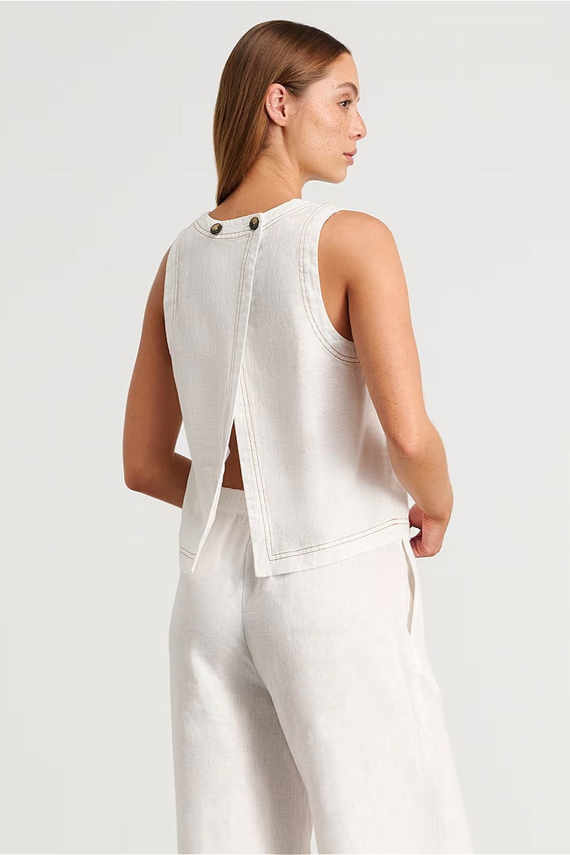 Cotton Linen Vest Two Piece Set