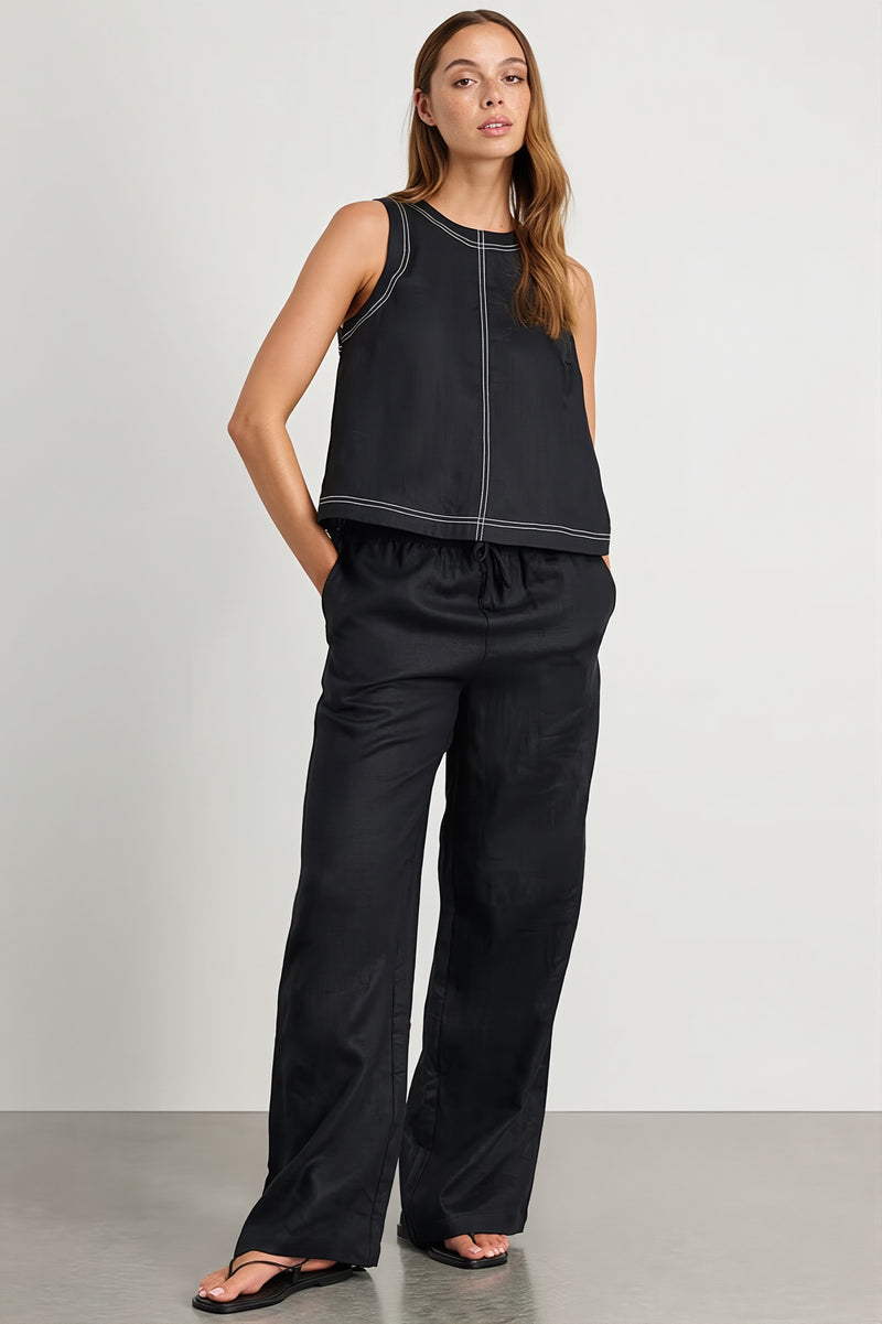 Cotton Linen Vest Two Piece Set