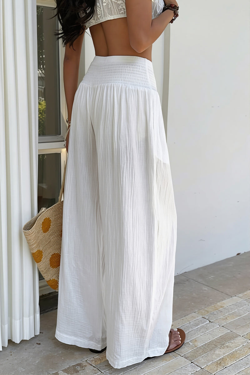 Cotton Linen Washed Wide Leg Pants