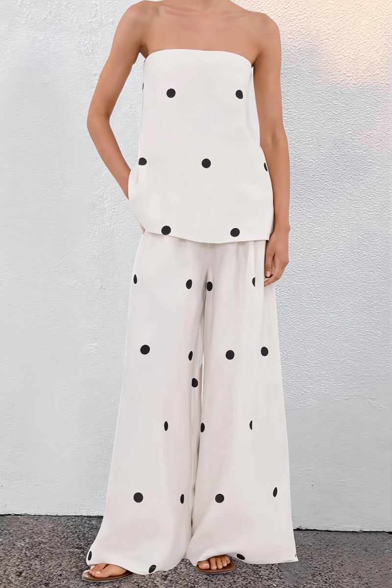 Cotton Polka Dot Cami Wide Leg Pants Two Piece Set