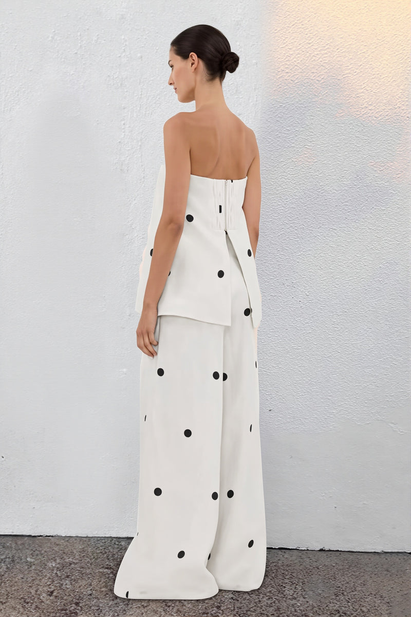 Cotton Polka Dot Cami Wide Leg Pants Two Piece Set