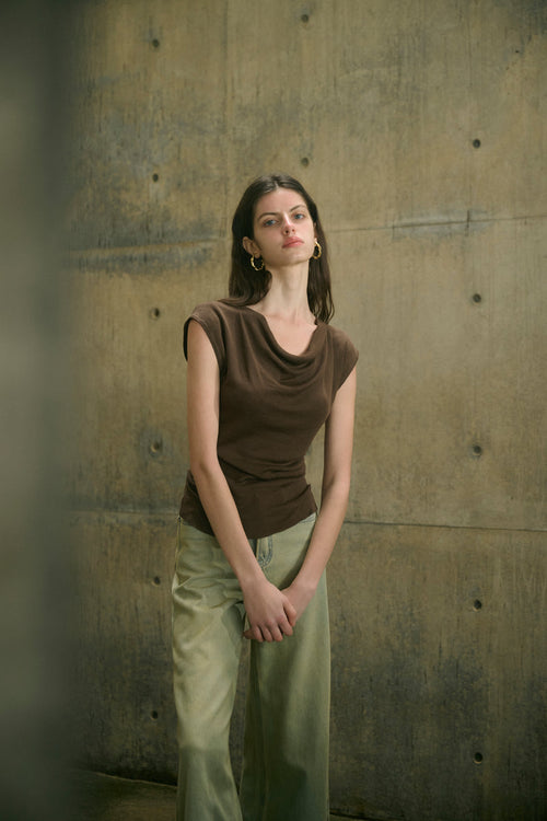 Cowl neck wool top