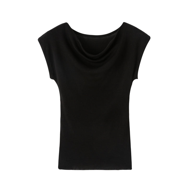 Cowl neck wool top