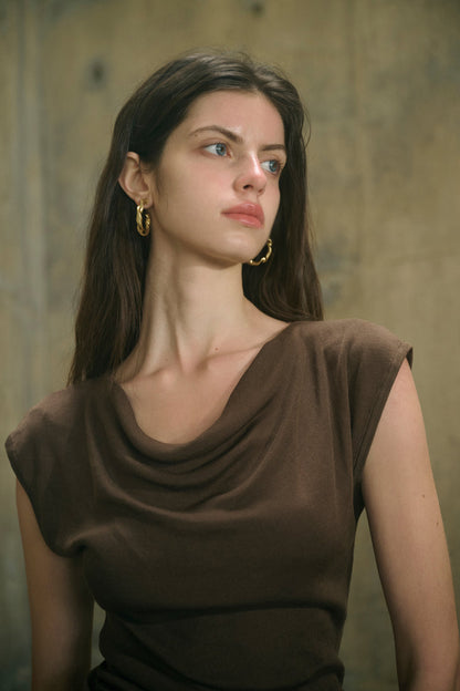 Cowl neck wool top
