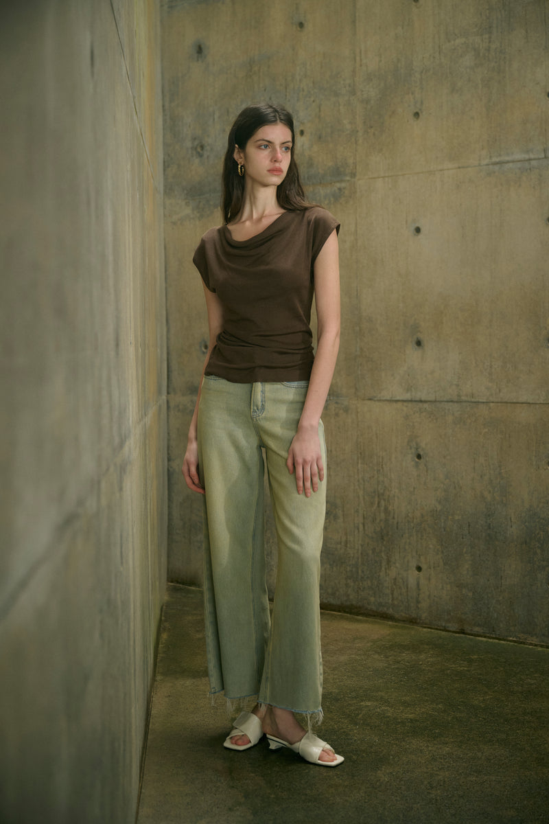 Cowl neck wool top