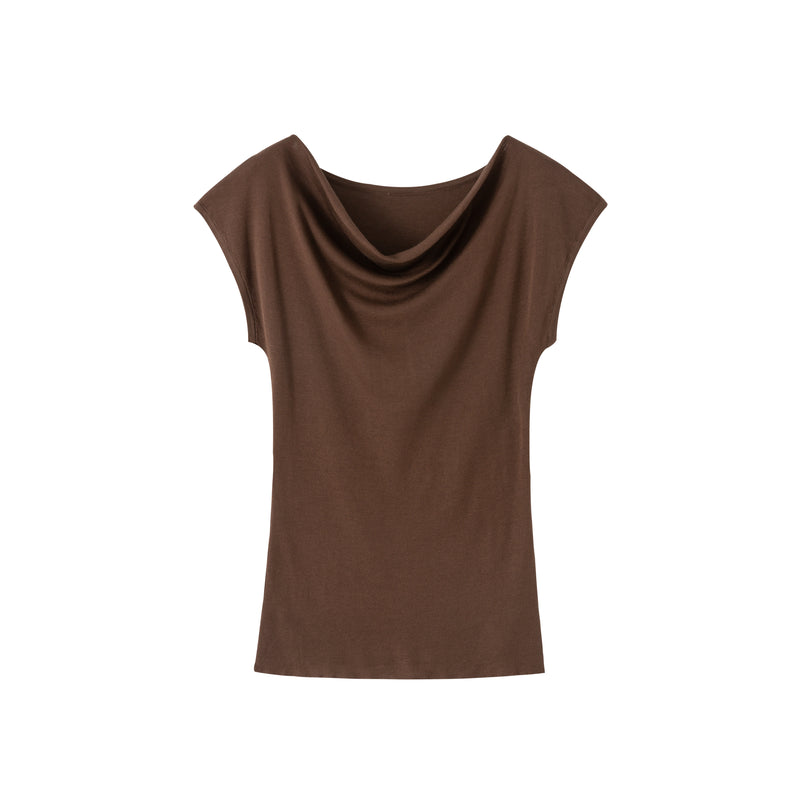 Cowl neck wool top