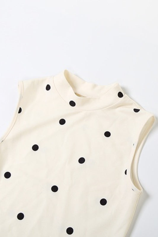 Crew Neck Waist Cinched Color Block Polka Dot Bow Mini Dress