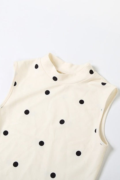 Crew Neck Waist Cinched Color Block Polka Dot Bow Mini Dress