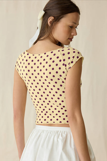 Cropped Fitted Retro Polka Dot T‑shirt