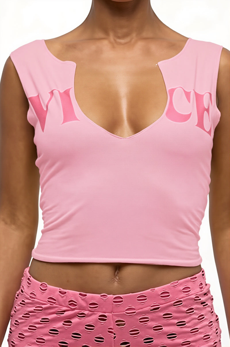 Cropped U Neck Graphic Print Sexy Tank Top