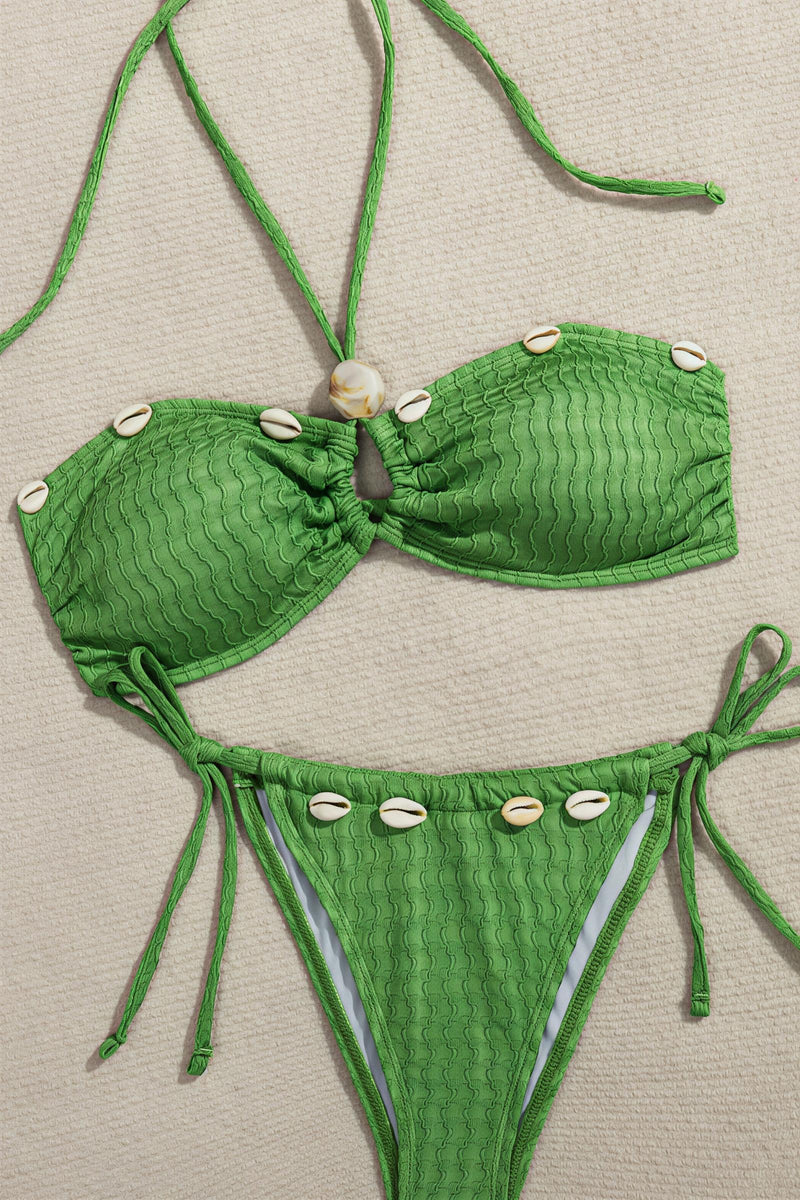 Cross Halter Bandeau Bikini Set