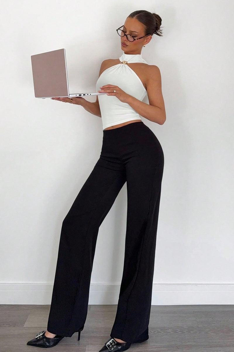 Cut Out Shoulder High Neck Stretch Tank Top
