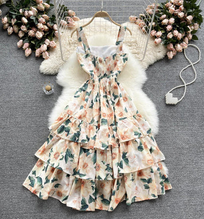 Cute A line floral dress fashion dress S20