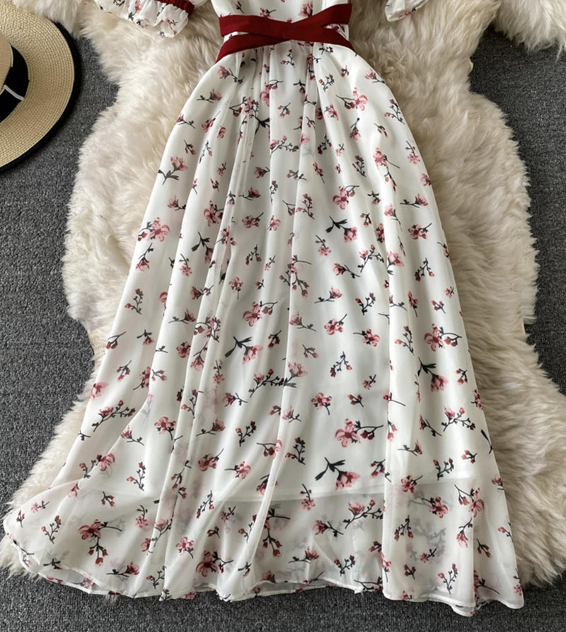 Cute A line floral dress short dress S22