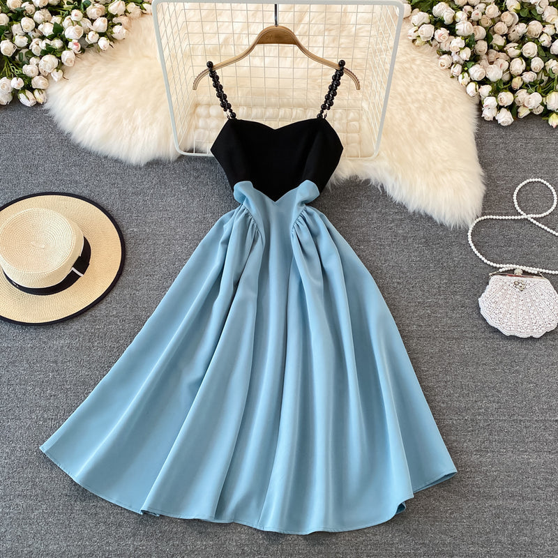 Cute A line short dress blue fashion dress S17