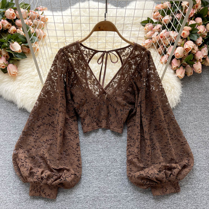Cute lace long sleeve tops S29