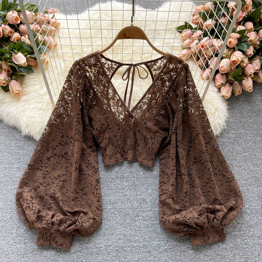 Cute lace long sleeve tops S29