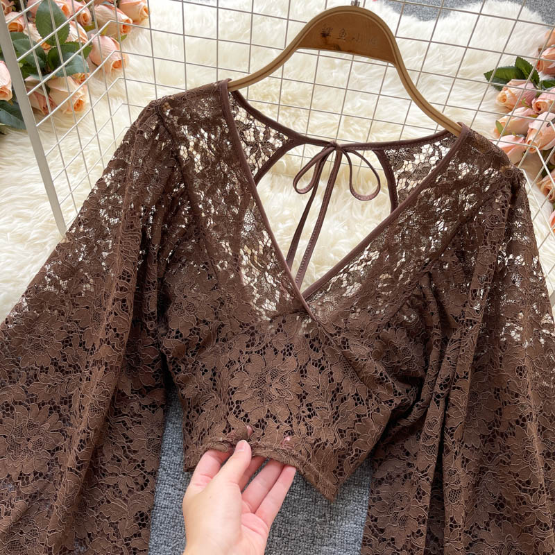 Cute lace long sleeve tops S29