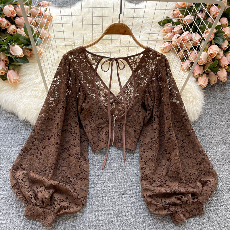 Cute lace long sleeve tops S29