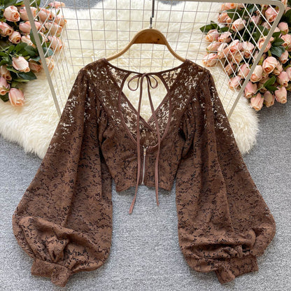 Cute lace long sleeve tops S29