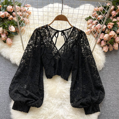 Cute lace long sleeve tops S29