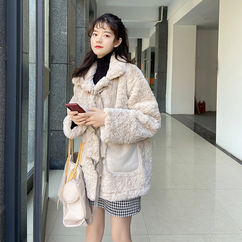 Cute lamb fur padded coat S34