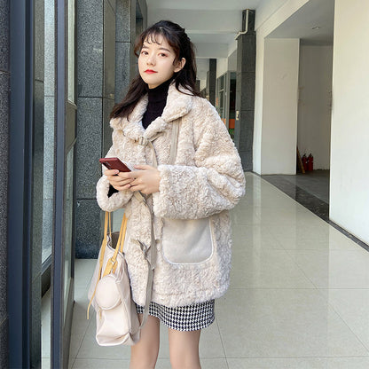 Cute lamb fur padded coat S34