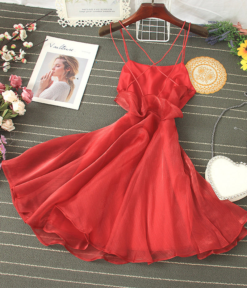 Cute tulle backless short dress mini dress S05